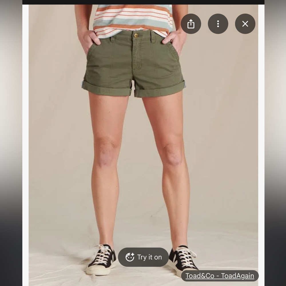 Toad&Co Women's Earthworks camp shorts beetle Tan Shorts